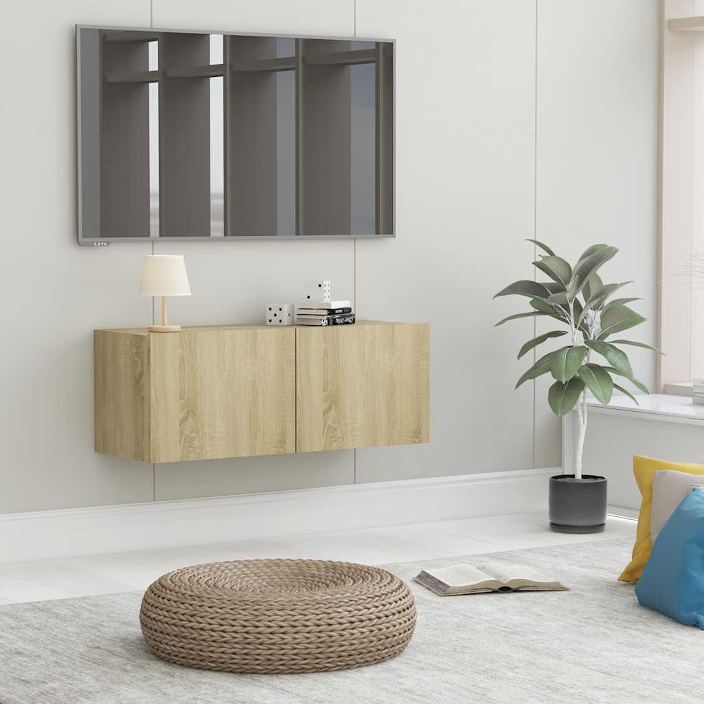 vidaXL Szafka pod TV, dąb sonoma, 80x30x30 cm, materiał drewnopochodny