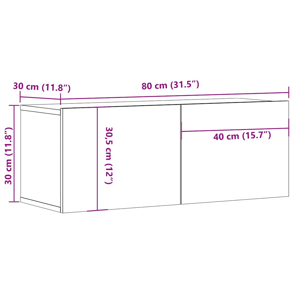 vidaXL Szafka pod TV, szarość betonu, 80x30x30 cm
