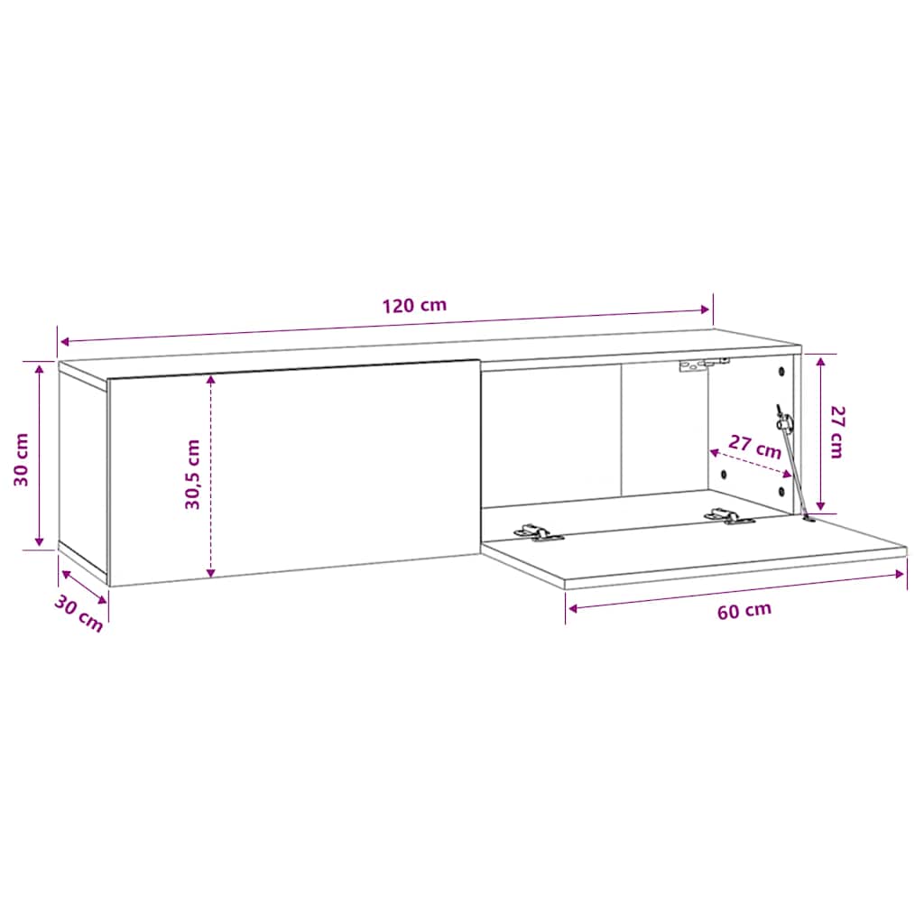 vidaXL Szafka pod TV, biała, 120x30x30 cm, materiał drewnopochodny