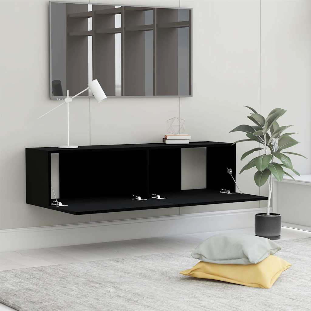 vidaXL Szafka TV, czarna, 120x30x30 cm, materiał drewnopochodny