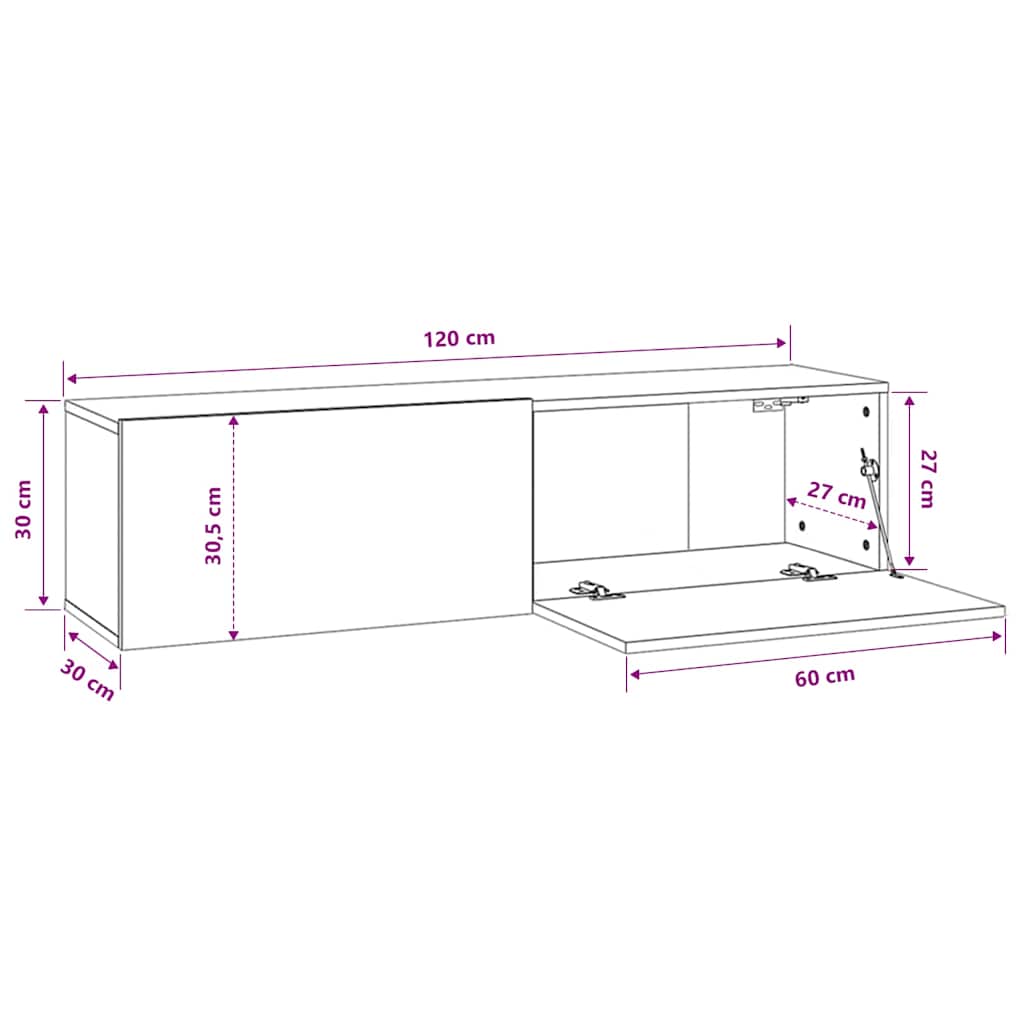 vidaXL Szafka TV, czarna, 120x30x30 cm, materiał drewnopochodny