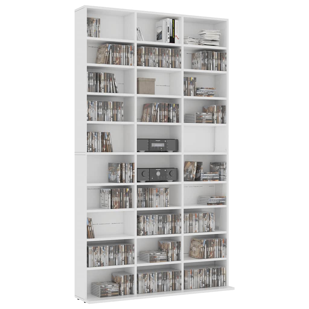vidaXL Szafka na CD, biała, 102x23x177,5 cm, materiał drewnopochodny