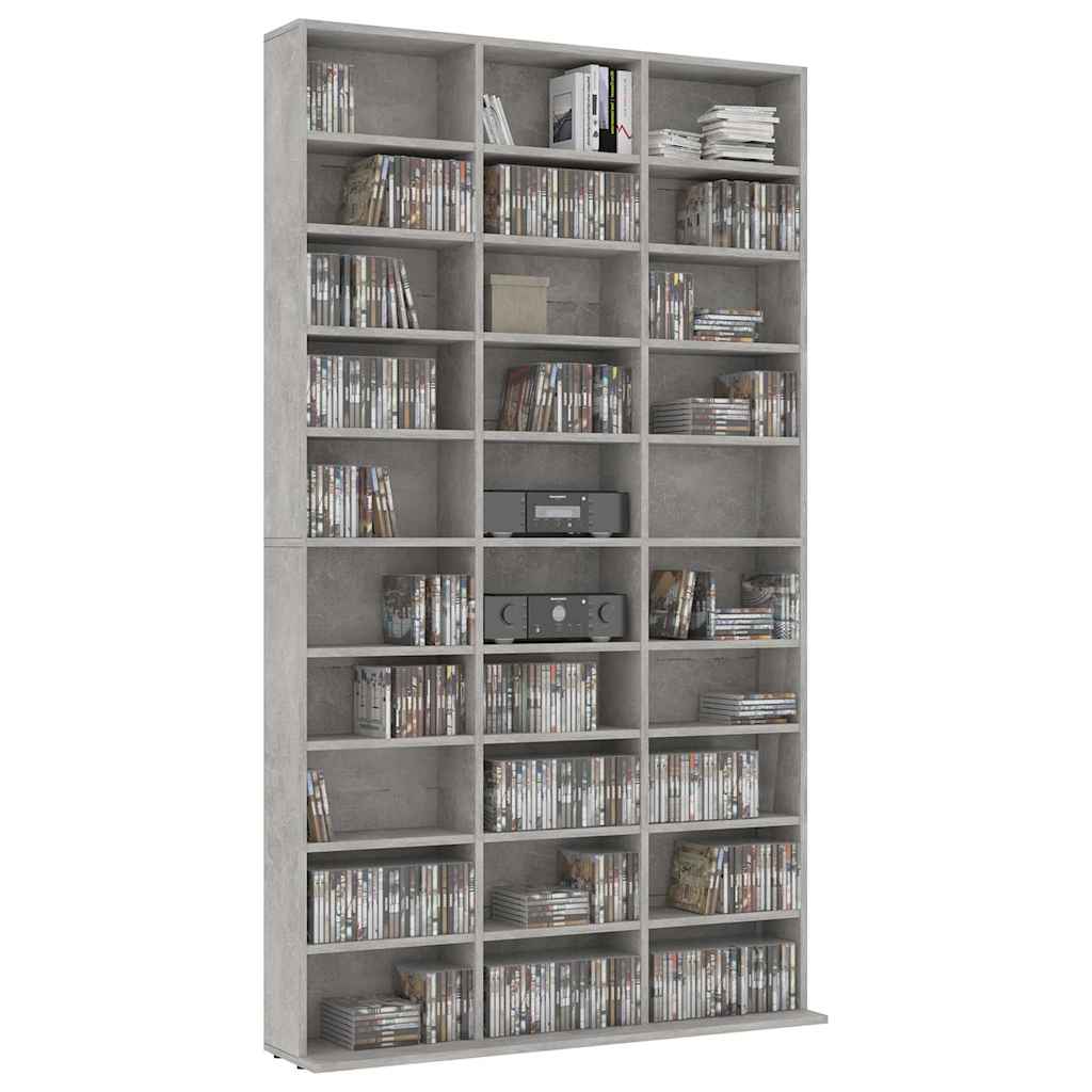 vidaXL Szafka na płyty CD, szarość betonu, 102x16x177,5 cm