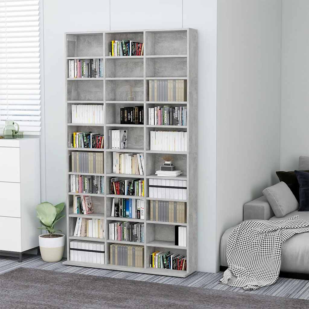 vidaXL Szafka na płyty CD, szarość betonu, 102x16x177,5 cm