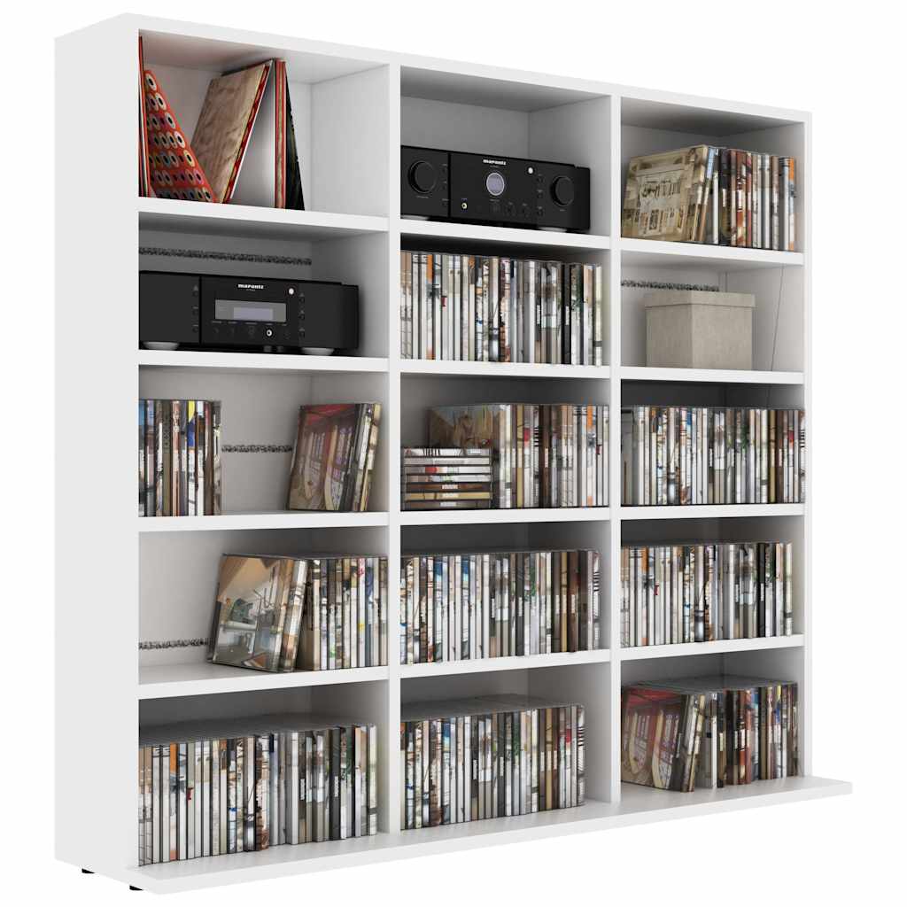 vidaXL Szafka na płyty CD, biała, 100x23x89,5 cm