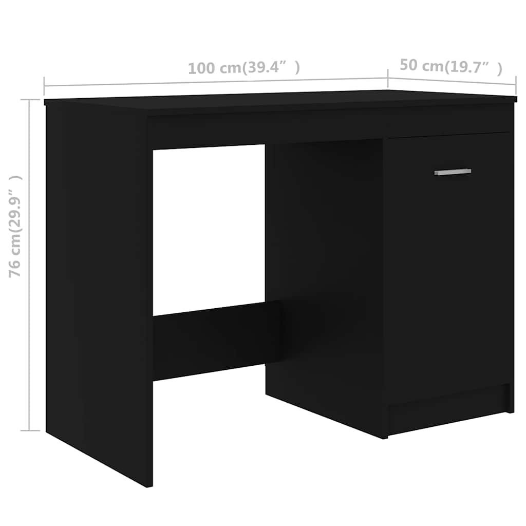 vidaXL Biurko, czarne, 100x50x76 cm, materiał drewnopochodny