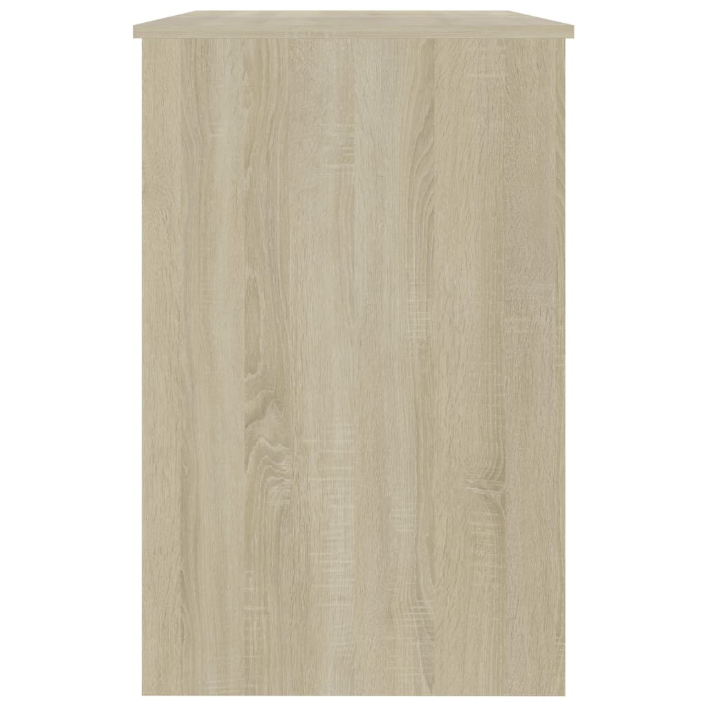 vidaXL Biurko, biel i dąb sonoma, 100x50x76cm, materiał drewnopochodny