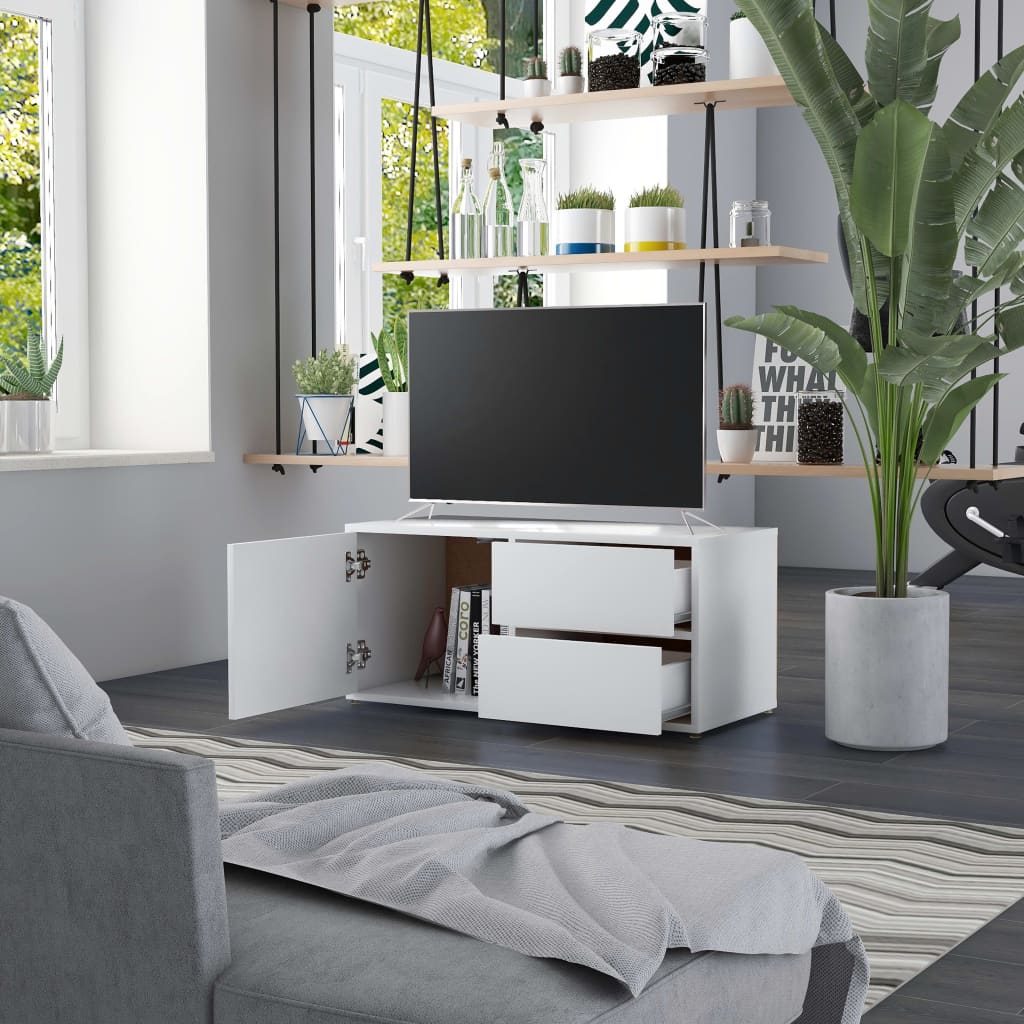 vidaXL Szafka pod TV, biała, 80x34x36 cm, materiał drewnopochodny