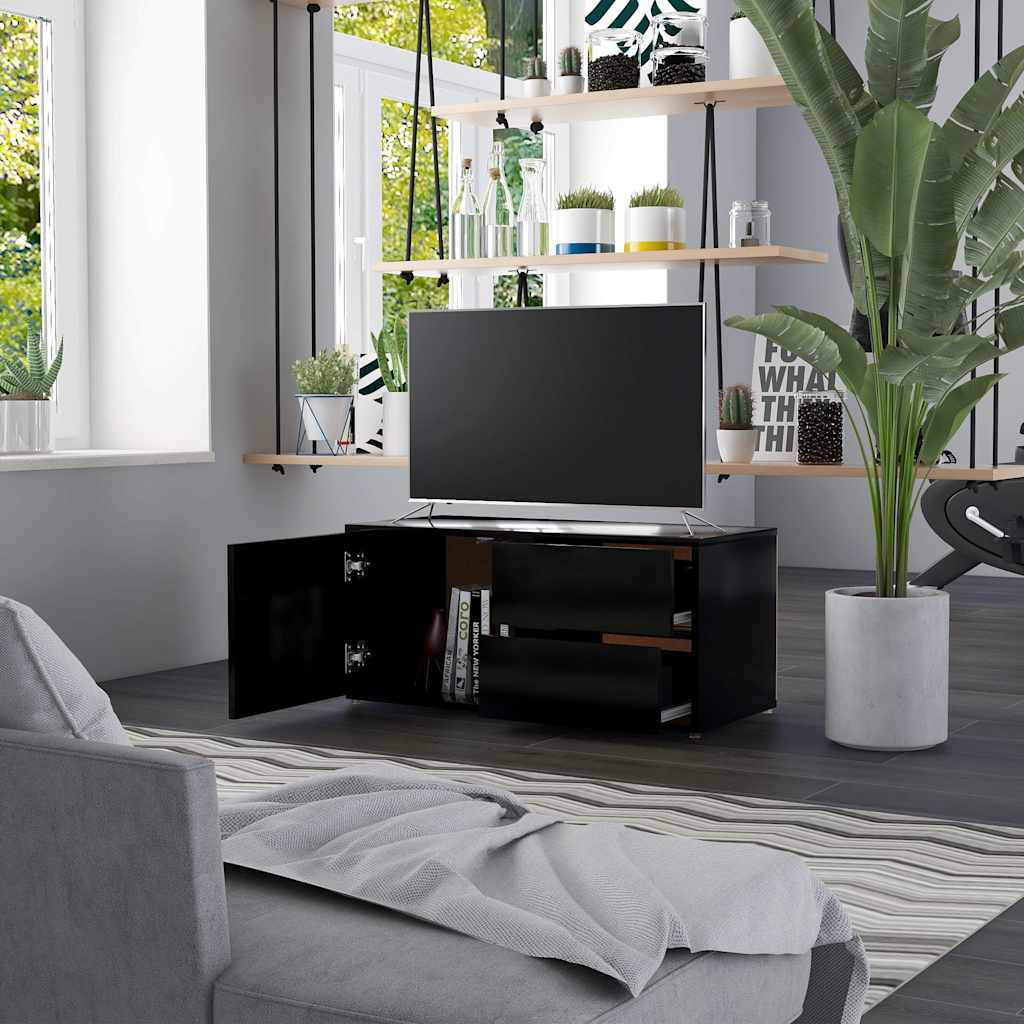 vidaXL Szafka pod TV, czarna, 80x34x36 cm materiał drewnopochodny