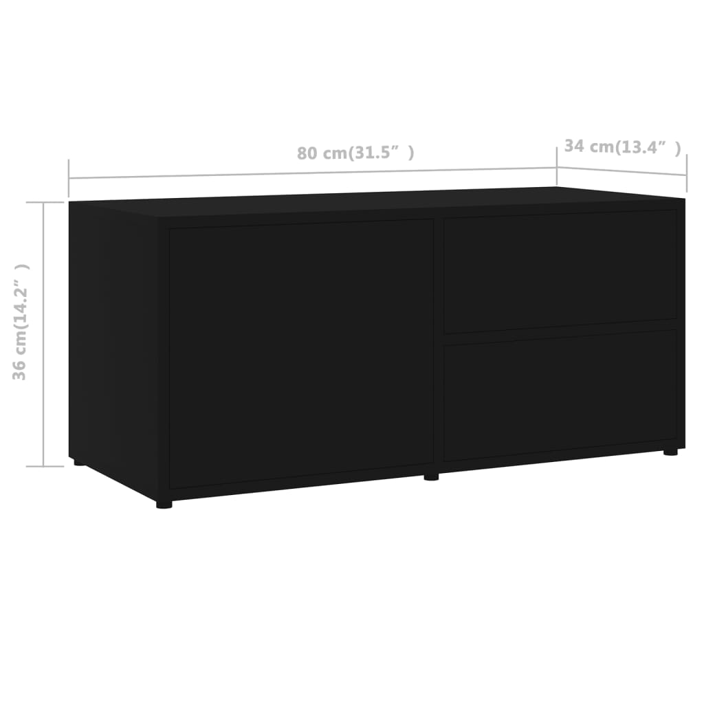 vidaXL Szafka pod TV, czarna, 80x34x36 cm materiał drewnopochodny