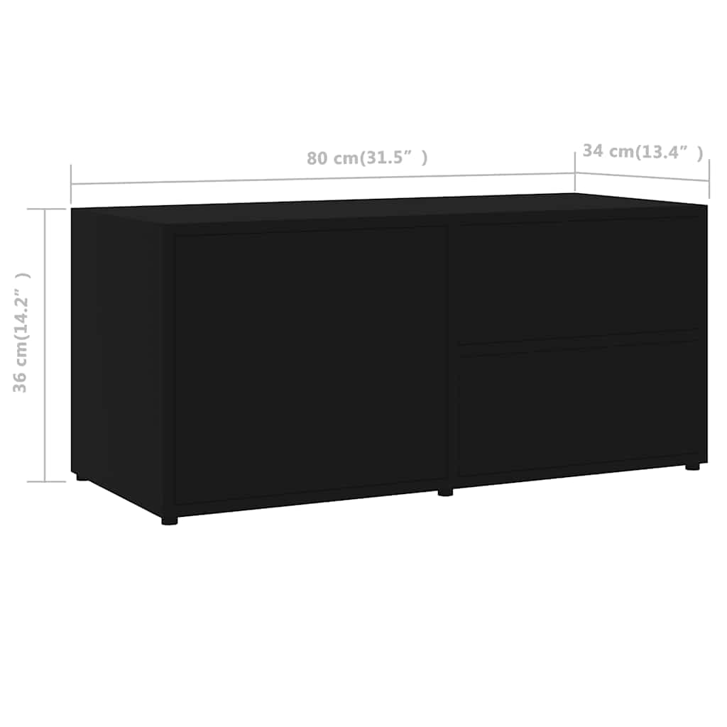 vidaXL Szafka pod TV, czarna, 80x34x36 cm materiał drewnopochodny
