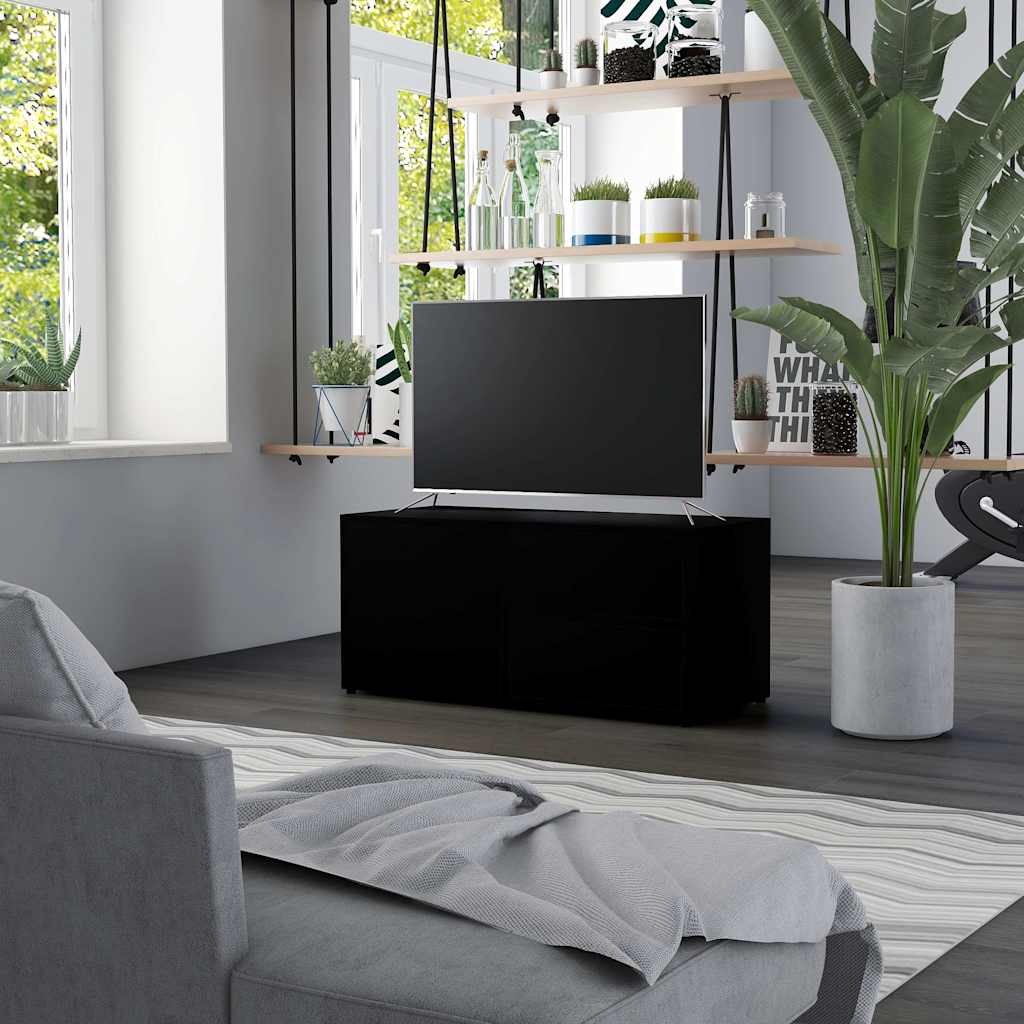 vidaXL Szafka pod TV, czarna, 80x34x36 cm materiał drewnopochodny