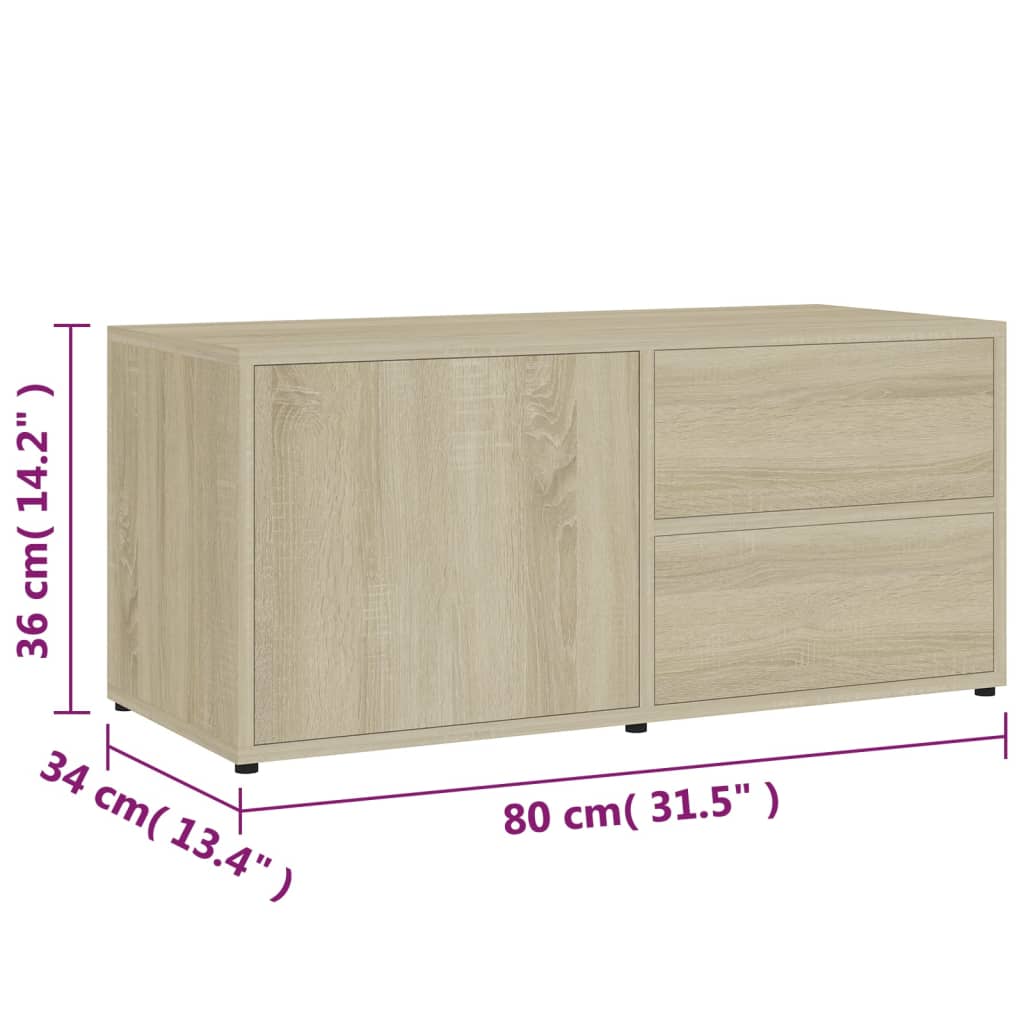 vidaXL Szafka pod telewizor, dąb sonoma, 80x34x36 cm