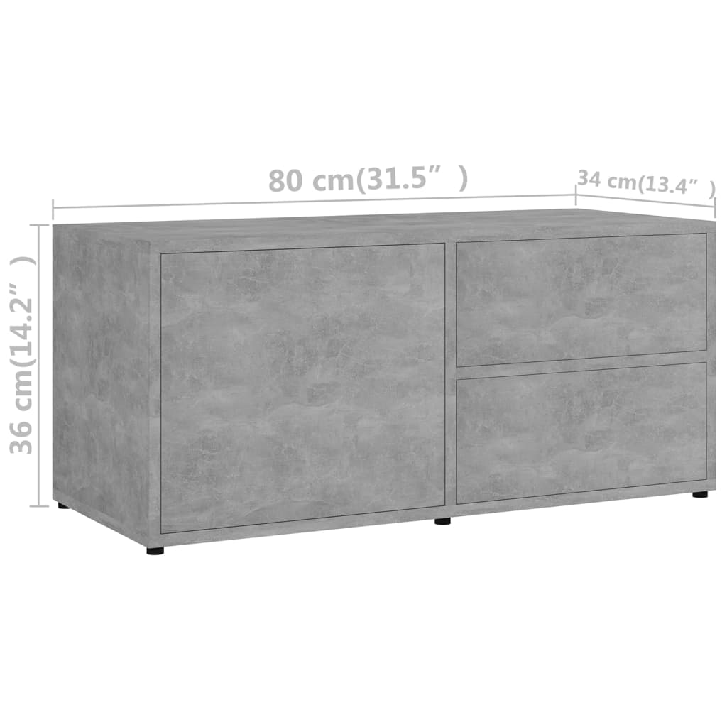 vidaXL Szafka pod telewizor, szarość betonu, 80x34x36 cm