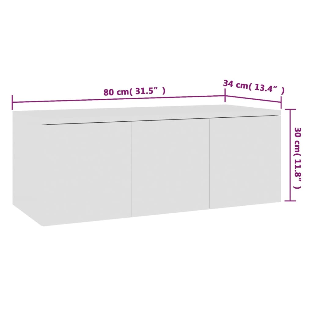 vidaXL Szafka pod TV, biała, 80x34x30 cm, materiał drewnopochodny