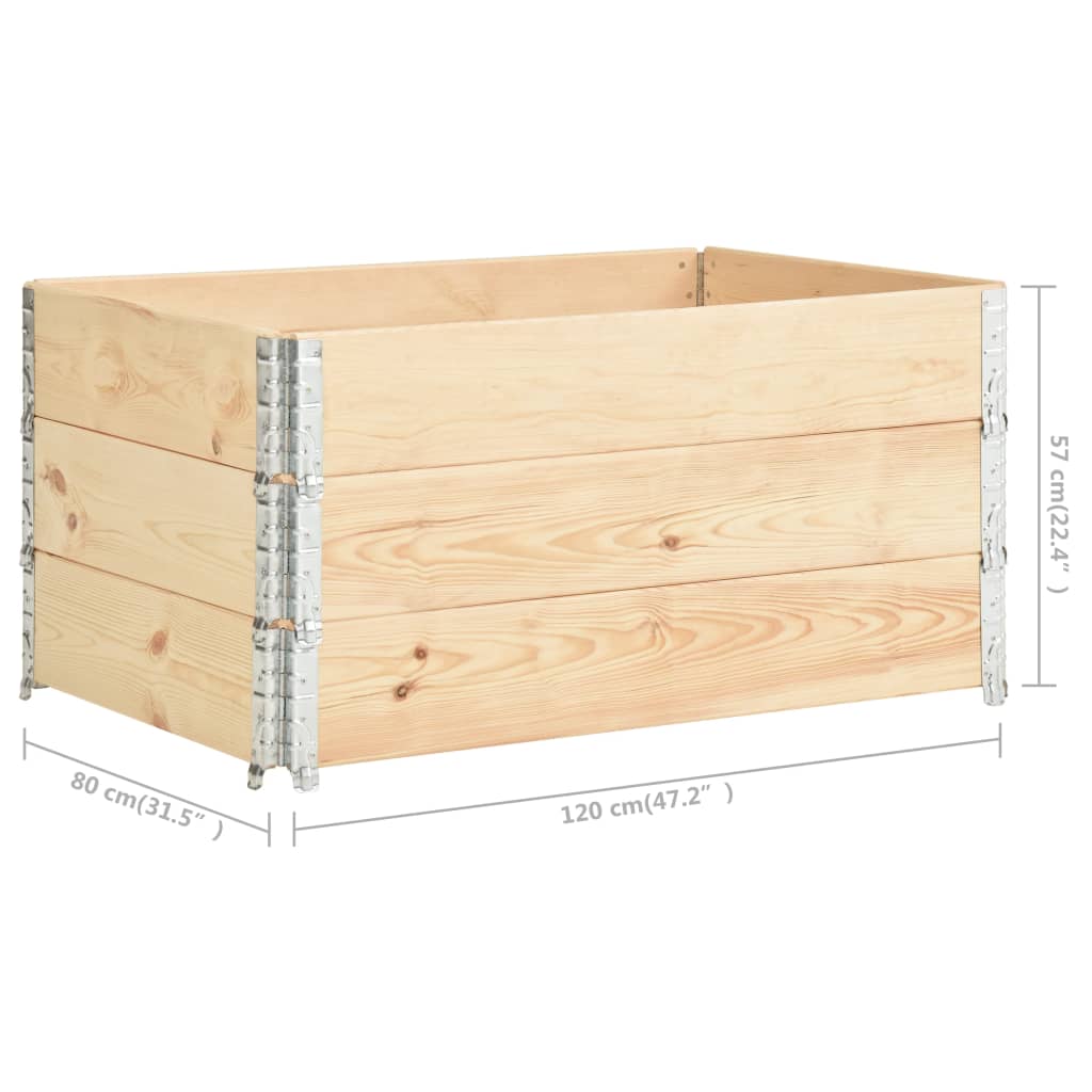 vidaXL Nadstawki paletowe, 3 szt., 80x120 cm, lite drewno sosnowe