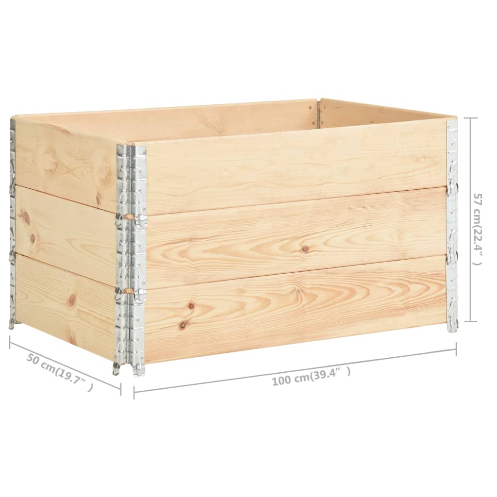 vidaXL Nadstawki paletowe, 3 szt., 50x100 cm, lite drewno sosnowe