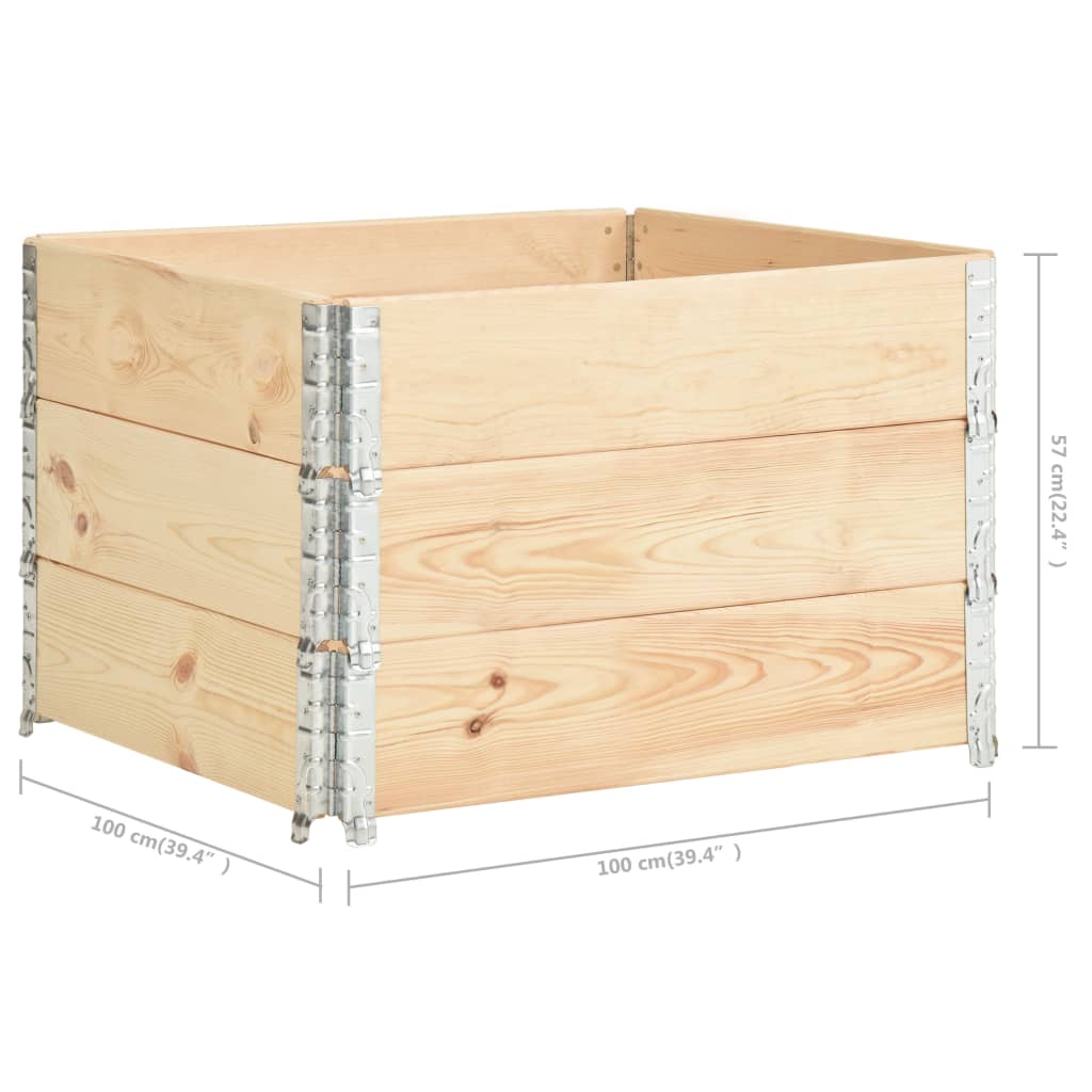 vidaXL Nadstawki paletowe, 3 szt., 100x100 cm, lite drewno sosnowe