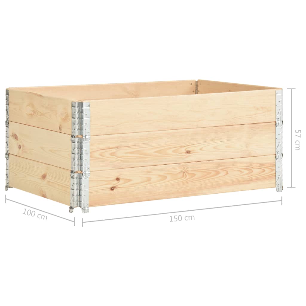 vidaXL Nadstawki paletowe, 3 szt., 100x150 cm, lite drewno sosnowe