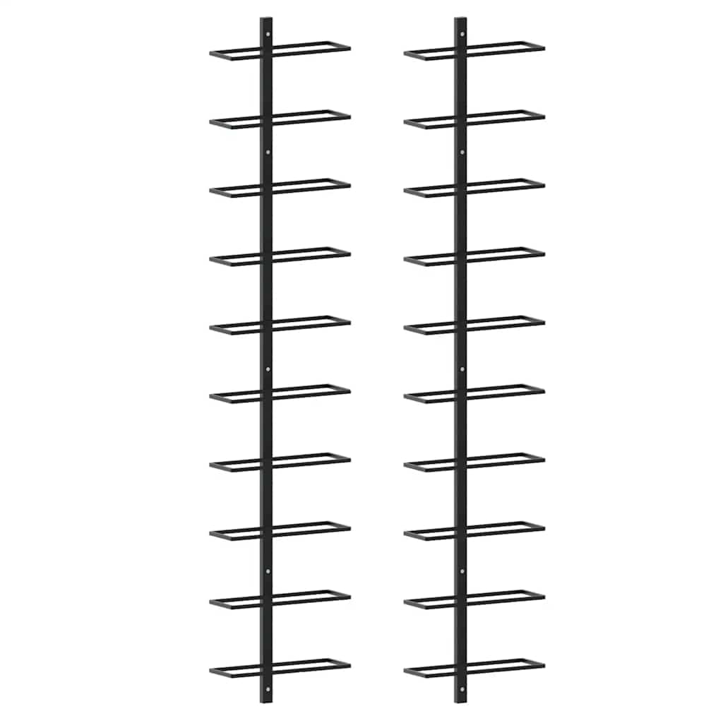 vidaXL Ścienne uchwyty na 20 butelek wina, 2 szt., czarne, metalowe