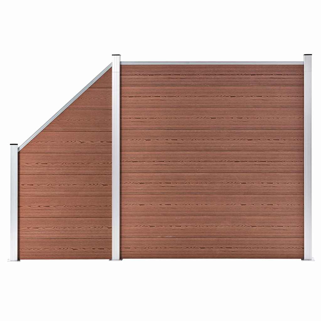 vidaXL Ogrodzenie WPC, 1 panel kwadratowy + 1 skośny, 273x186 cm, brąz