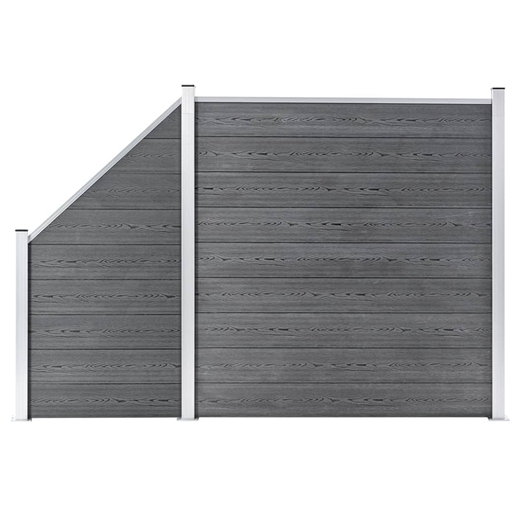 vidaXL Ogrodzenie WPC, 1 panel kwadratowy+1 skośny, 273x186 cm, szare