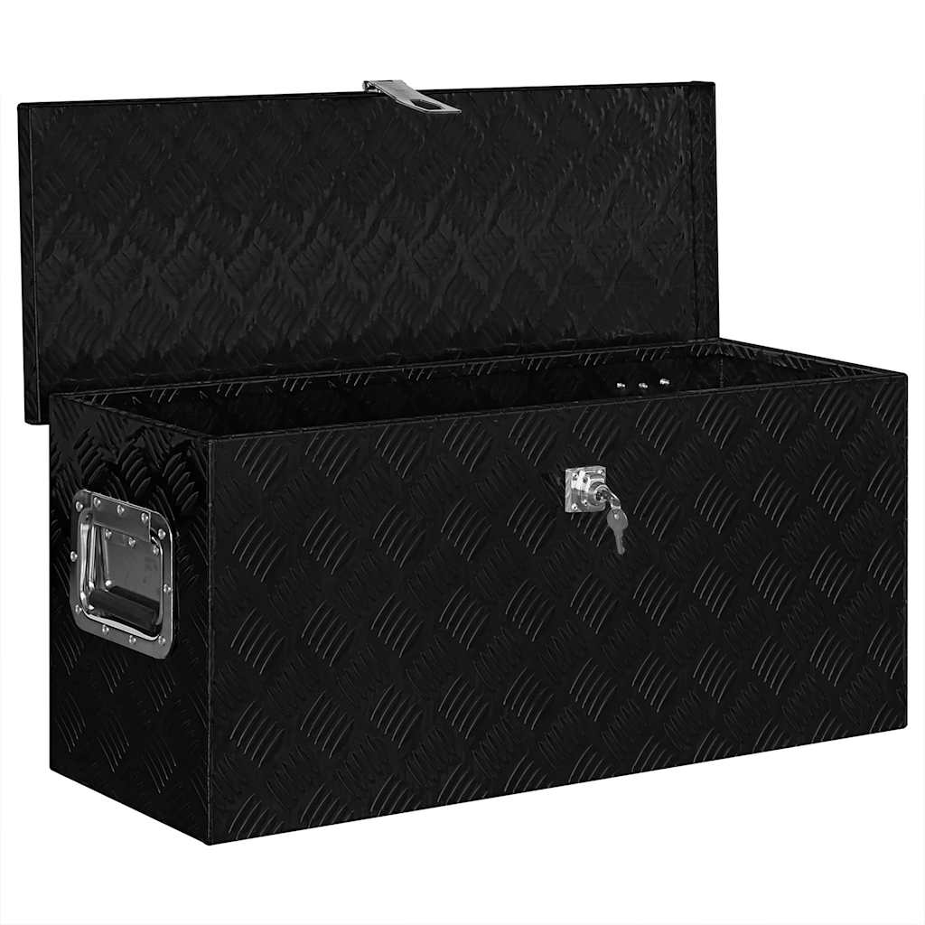 vidaXL Skrzynia aluminiowa, 80 x 30 x 35 cm, czarna