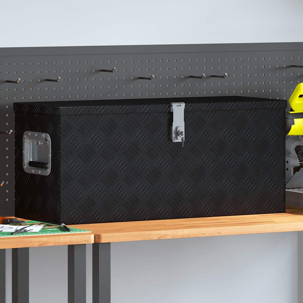 vidaXL Skrzynia aluminiowa, 80 x 30 x 35 cm, czarna