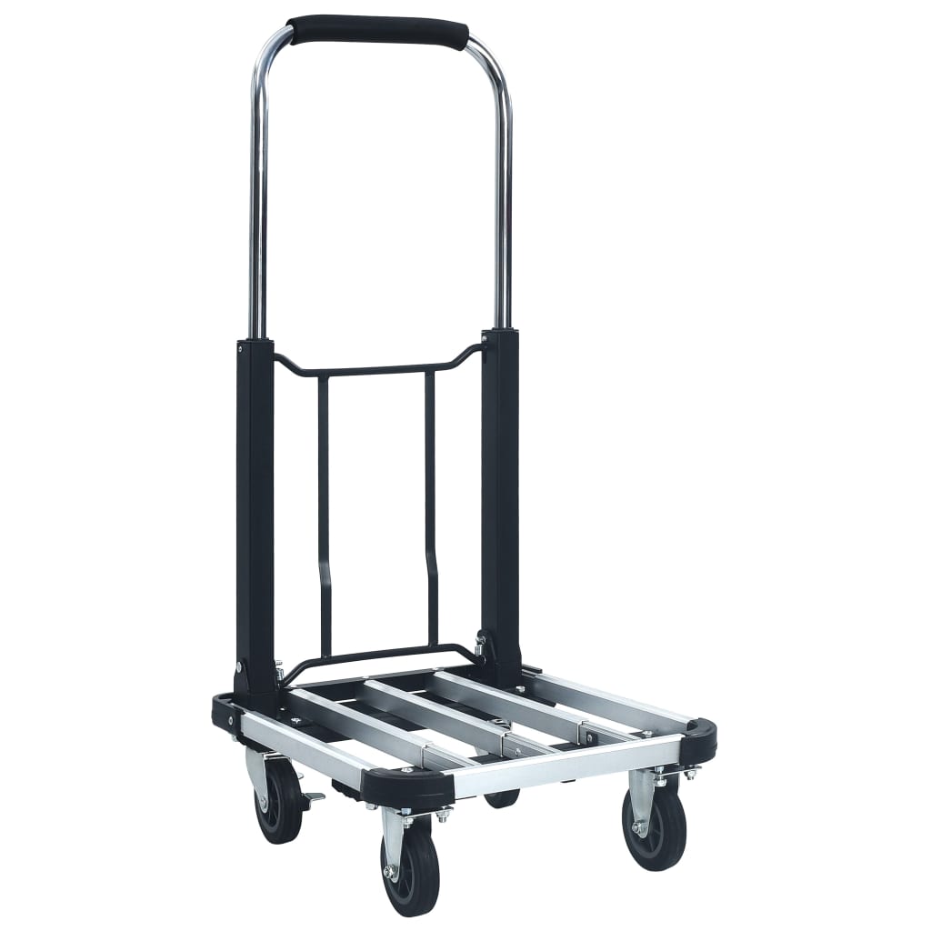vidaXL Składany wózek transportowy, 150 kg, aluminiowy, srebrny