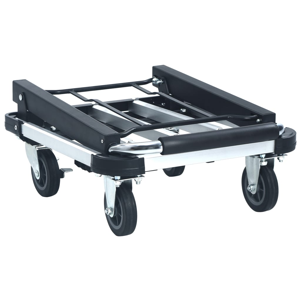 vidaXL Składany wózek transportowy, 150 kg, aluminiowy, srebrny