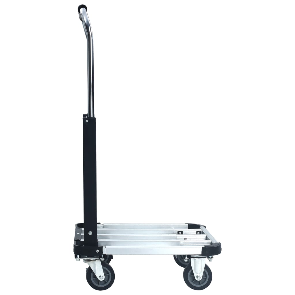 vidaXL Składany wózek transportowy, 150 kg, aluminiowy, srebrny