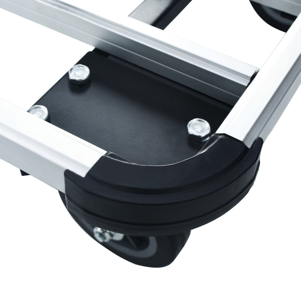 vidaXL Składany wózek transportowy, 150 kg, aluminiowy, srebrny