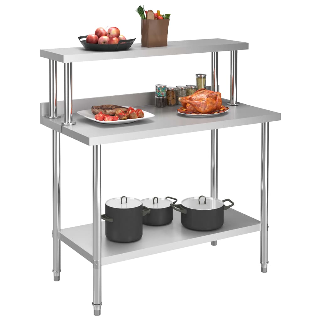 vidaXL Kuchenny stół roboczy z półką, 120x60x120 cm, stal nierdzewna