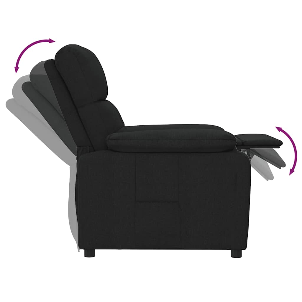 vidaXL Fotel rozkładany, czarny, obity tkaniną