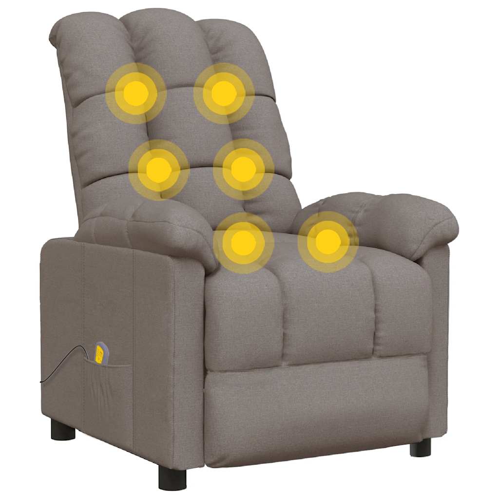 vidaXL Fotel masujący, taupe, tkanina