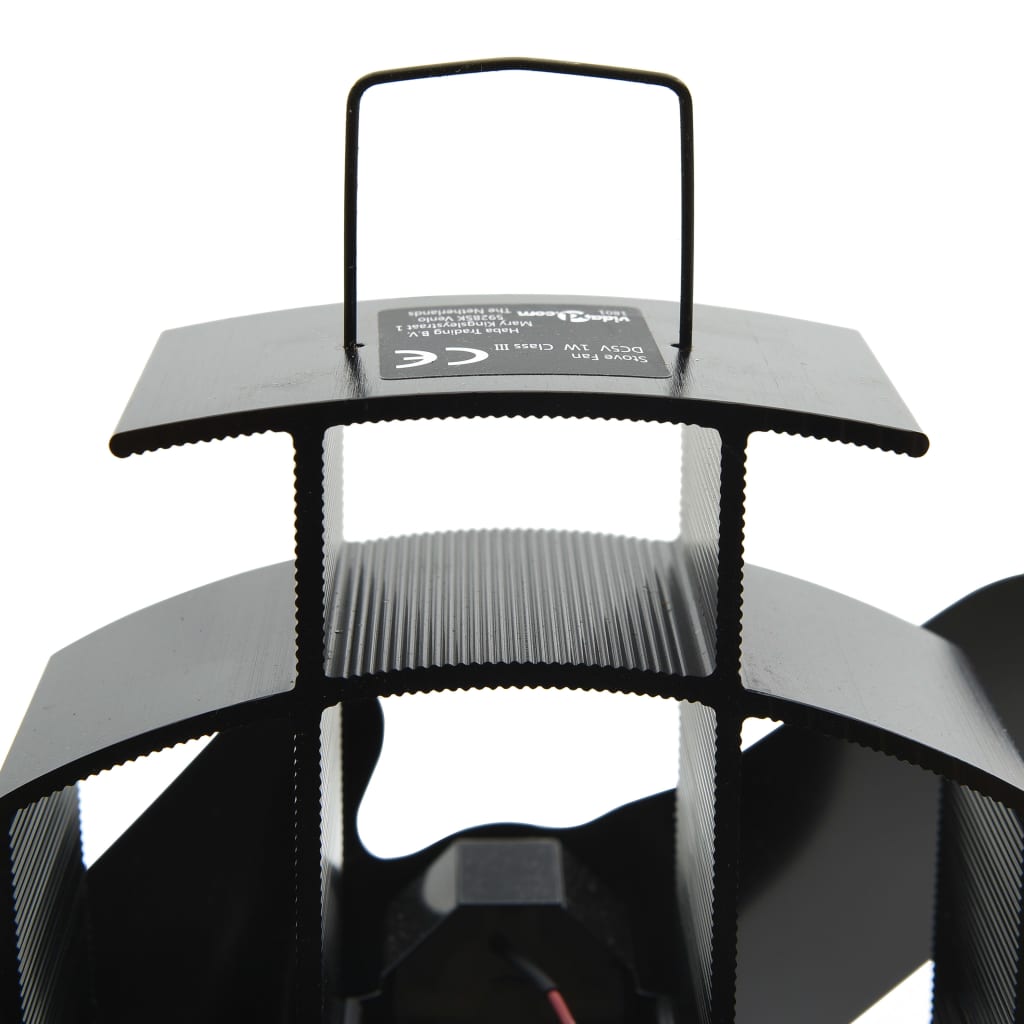 vidaXL Zasilany ciepłem wentylator kominkowy, 2 łopatki, czarny