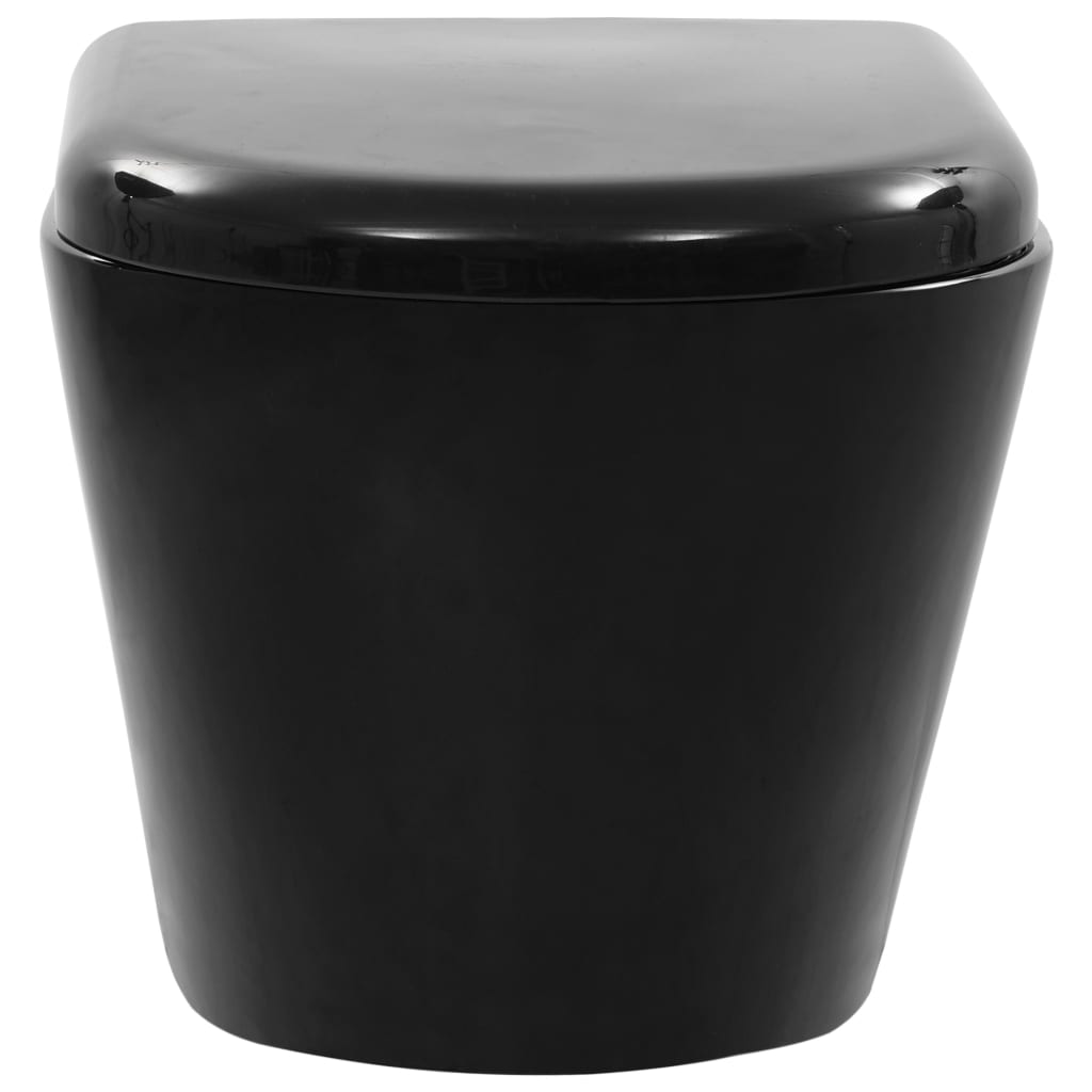 vidaXL Podwieszana toaleta ceramiczna ze spłuczką podtynkową, czarna