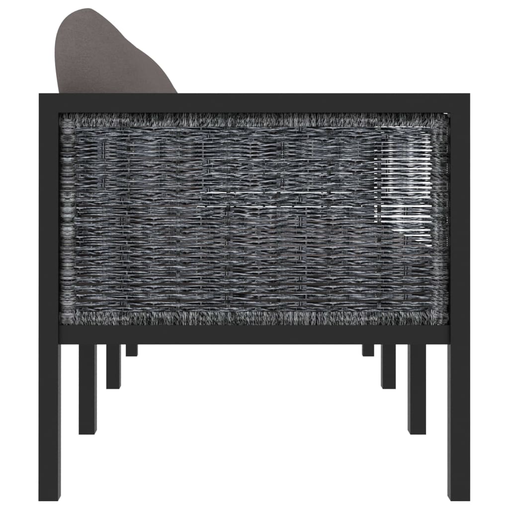 vidaXL 3-osobowa sofa ogrodowa z poduszkami, antracytowa, polirattan