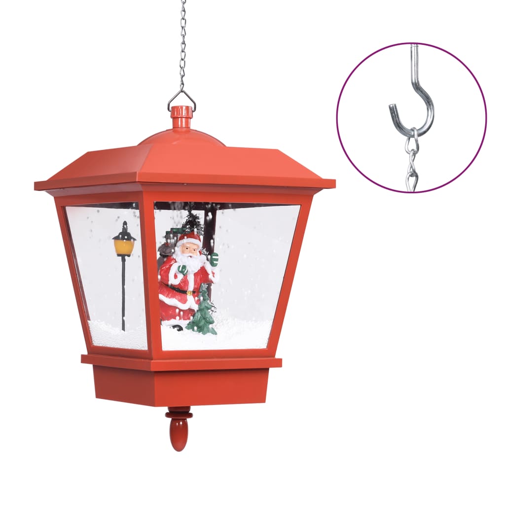 vidaXL Świąteczna lampa wisząca LED z Mikołajem, czerwona, 27x27x45 cm