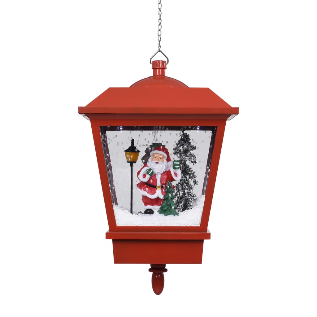 vidaXL Świąteczna lampa wisząca LED z Mikołajem, czerwona, 27x27x45 cm