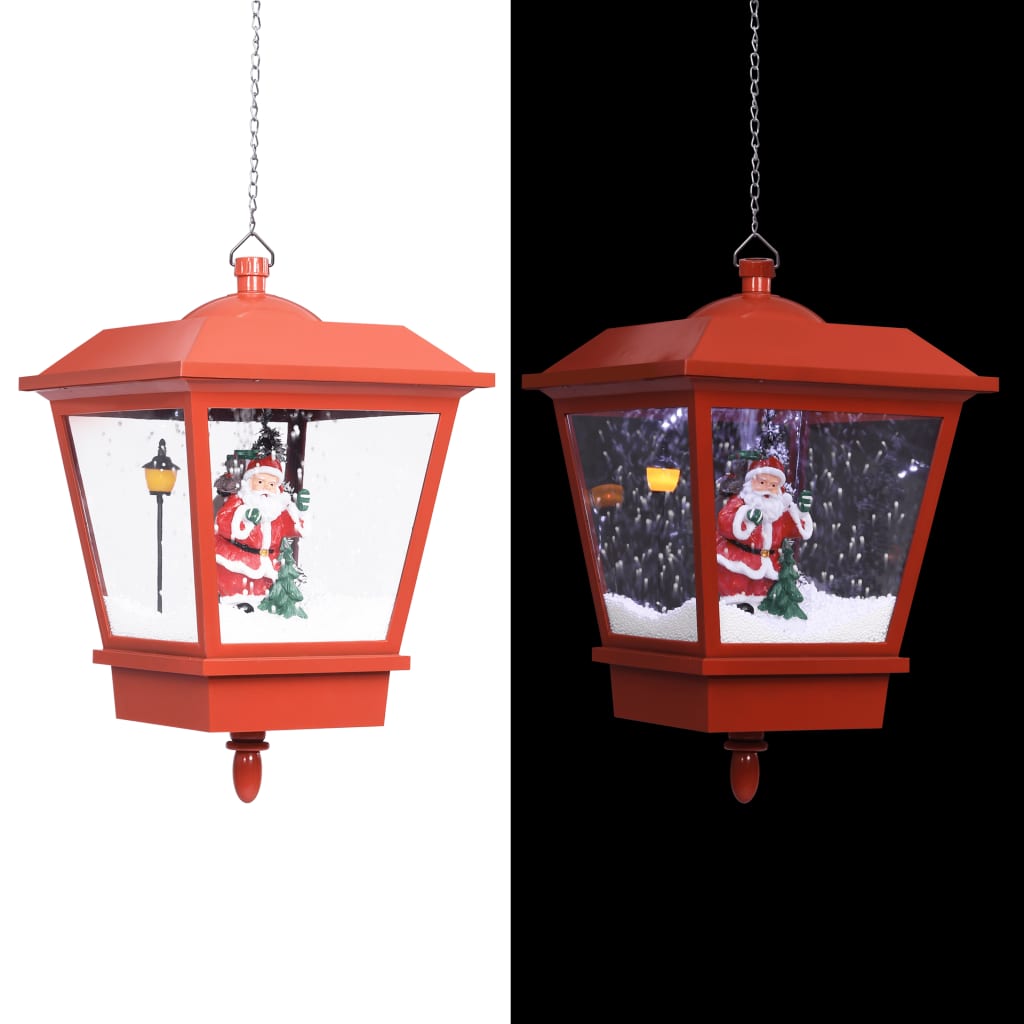 vidaXL Świąteczna lampa wisząca LED z Mikołajem, czerwona, 27x27x45 cm