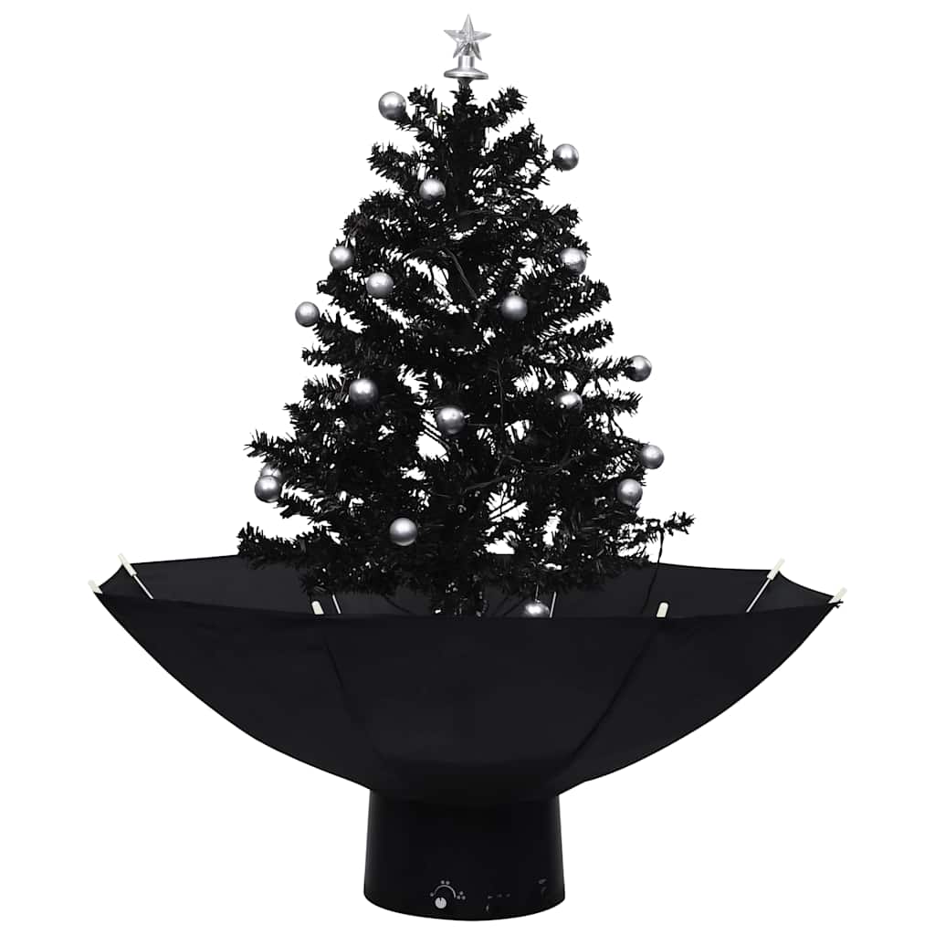vidaXL Choinka sypiąca śniegiem, podstawa parasolowa, czarna, 75 cm