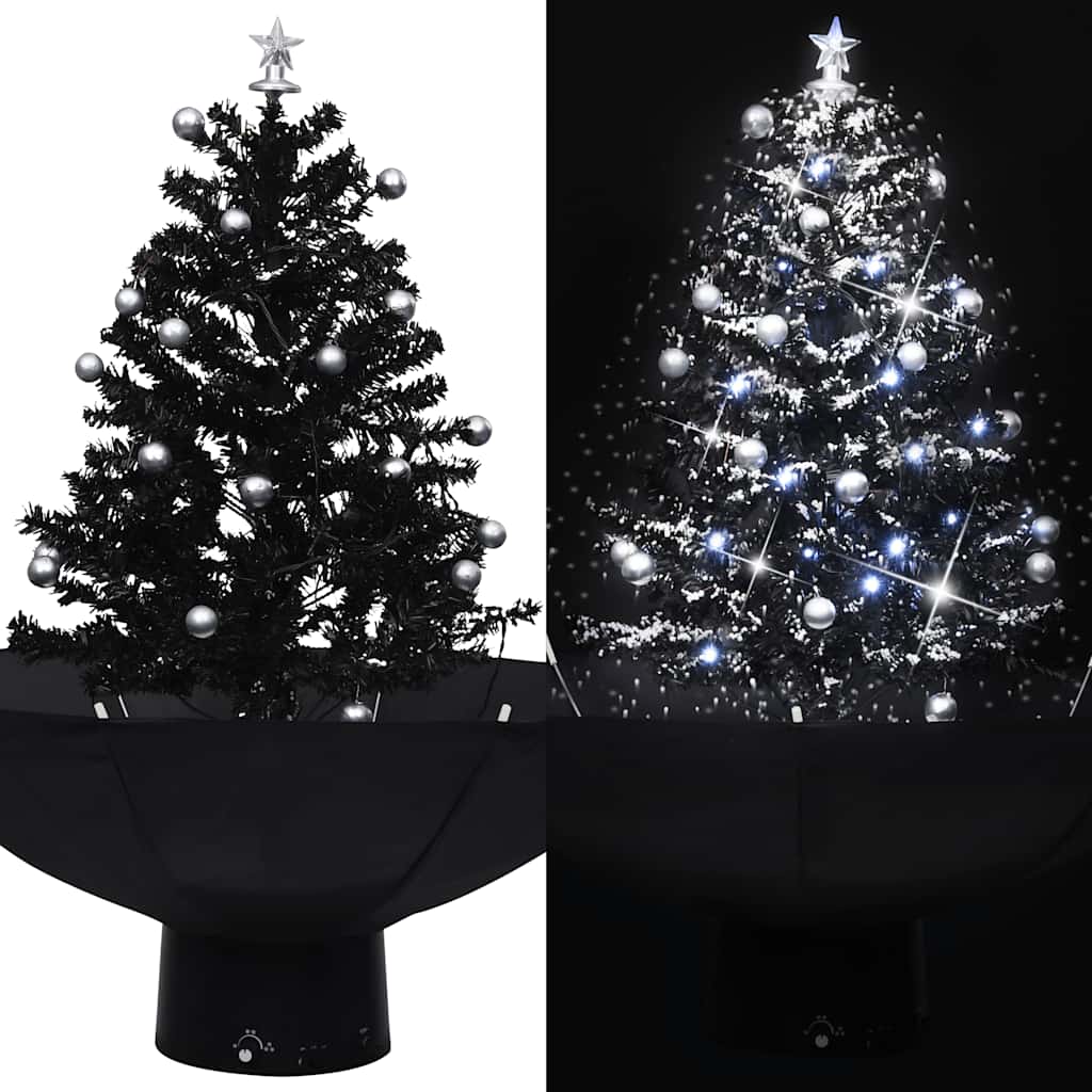 vidaXL Choinka sypiąca śniegiem, podstawa parasolowa, czarna, 75 cm