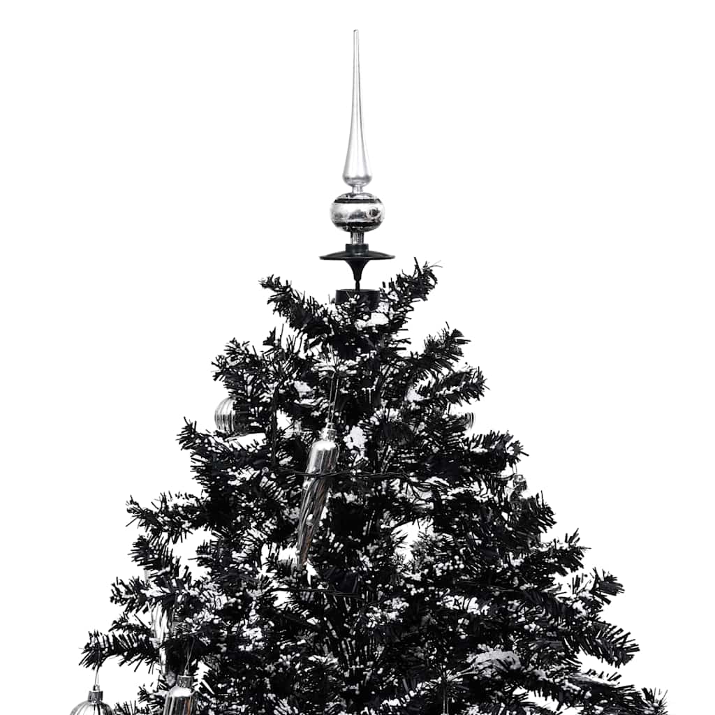 vidaXL Choinka sypiąca śniegiem, podstawa parasolowa, czarna, 140 cm