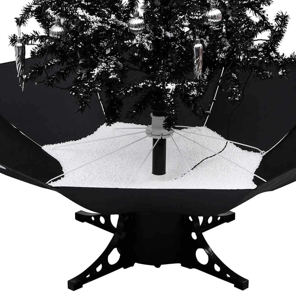vidaXL Choinka sypiąca śniegiem, podstawa parasolowa, czarna, 140 cm