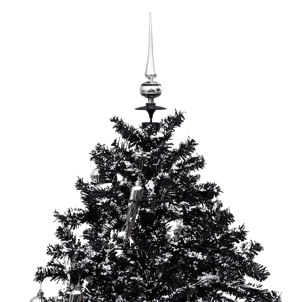 vidaXL Choinka sypiąca śniegiem, podstawa parasolowa, czarna, 170 cm