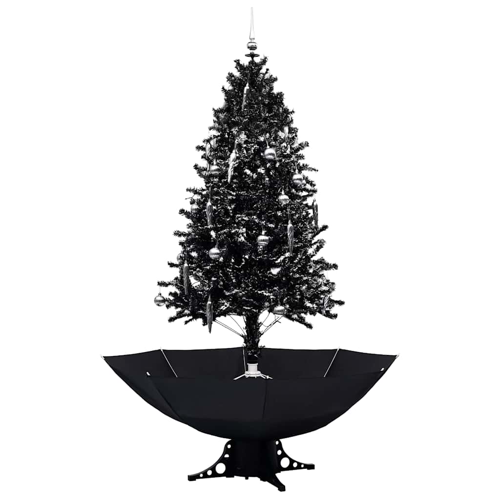vidaXL Choinka sypiąca śniegiem, podstawa parasolowa, czarna, 190 cm