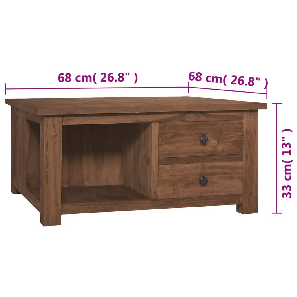 vidaXL Stolik kawowy, 68x68x33 cm, lite drewno tekowe