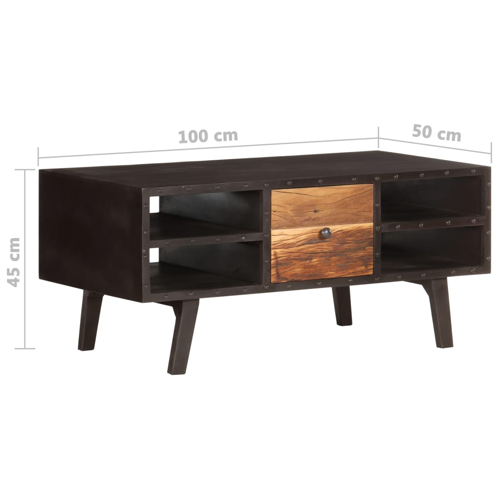 vidaXL Stolik kawowy, 100x50x45 cm, lite drewno z odzysku