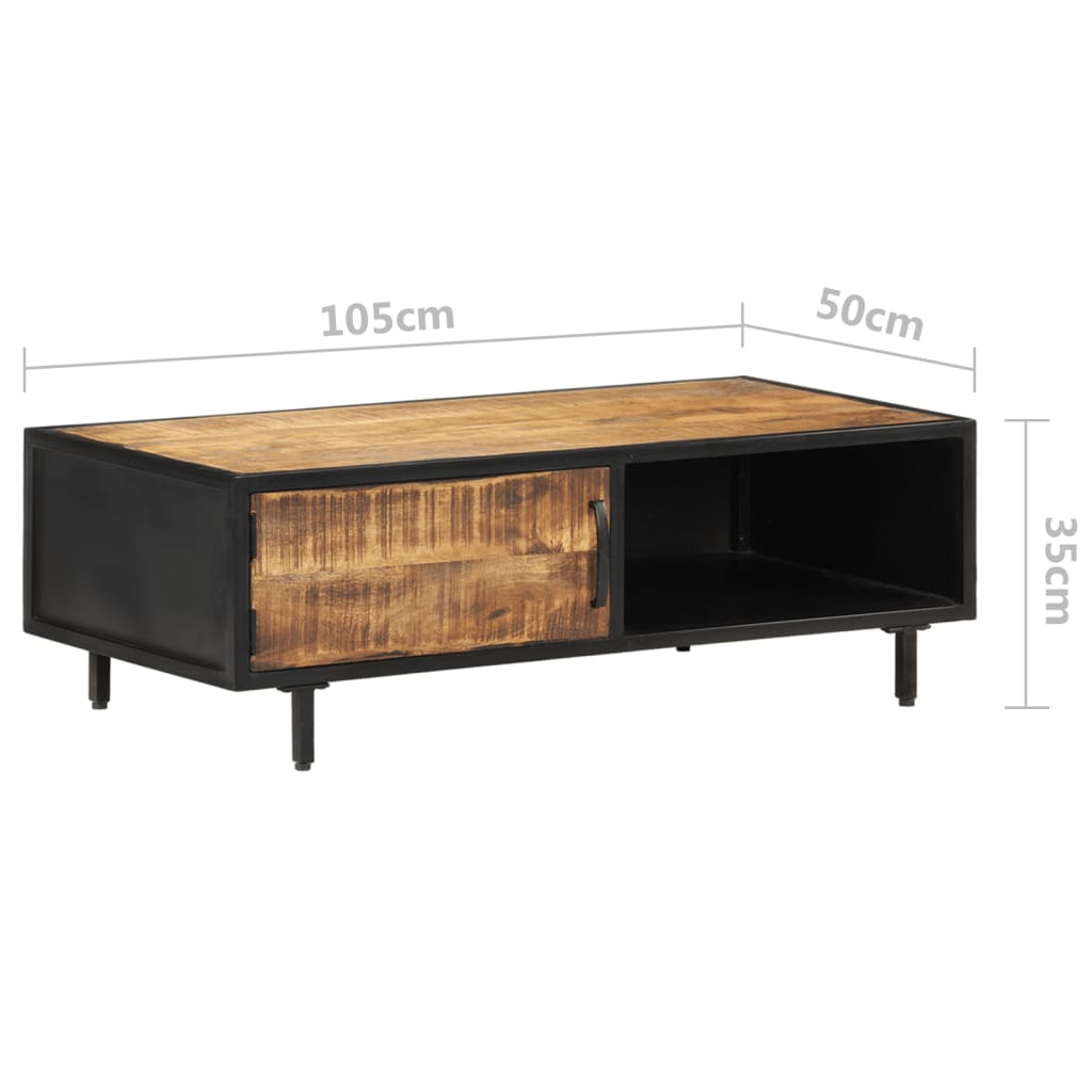 vidaXL Stolik kawowy, 105x50x35 cm, surowe drewno mango